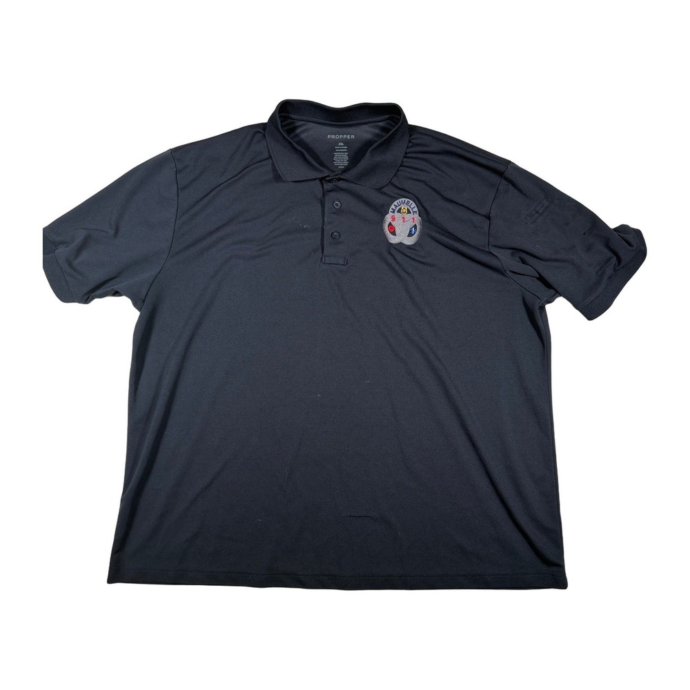 PROPER Buck Black 2XL Polo Shirt MAUMELLE 911 Patch Short Sleeve Polyester Mens